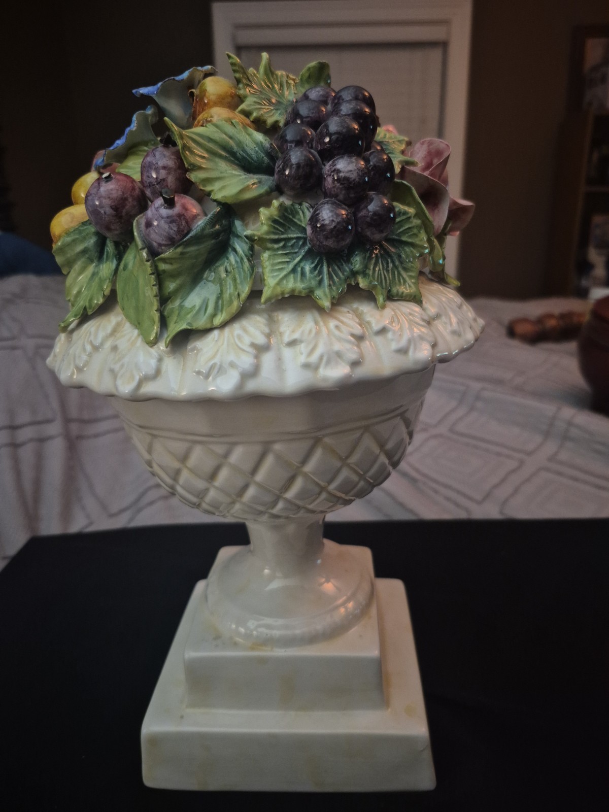 Vintage Capodimonte Porcelain Nuova Flower Basket Centerpiece Italy Extra Large
