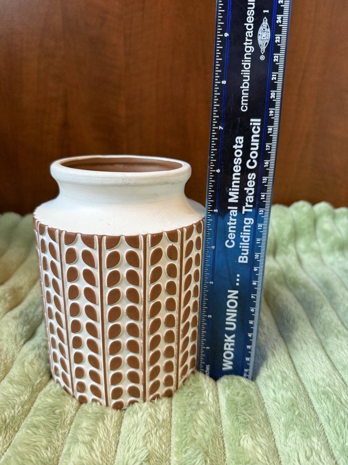 Clay Terra-Cotta Vase Earth tones Cream And Brown Outdoor Or Indoor Vase