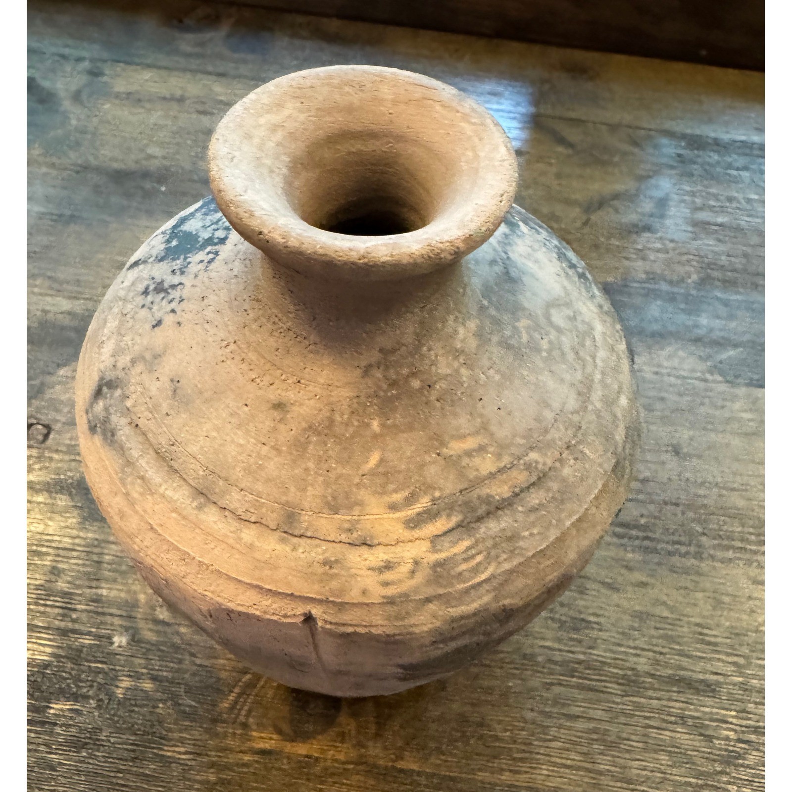 Signed Studio Pottery Rustic Raku Vase Primitive Earthy Textured Vessel