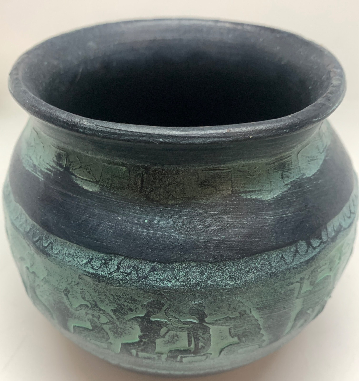 Vintage Terracotta Greek Pithari Pottery Vase~stamped made in Greece 4 1/2″