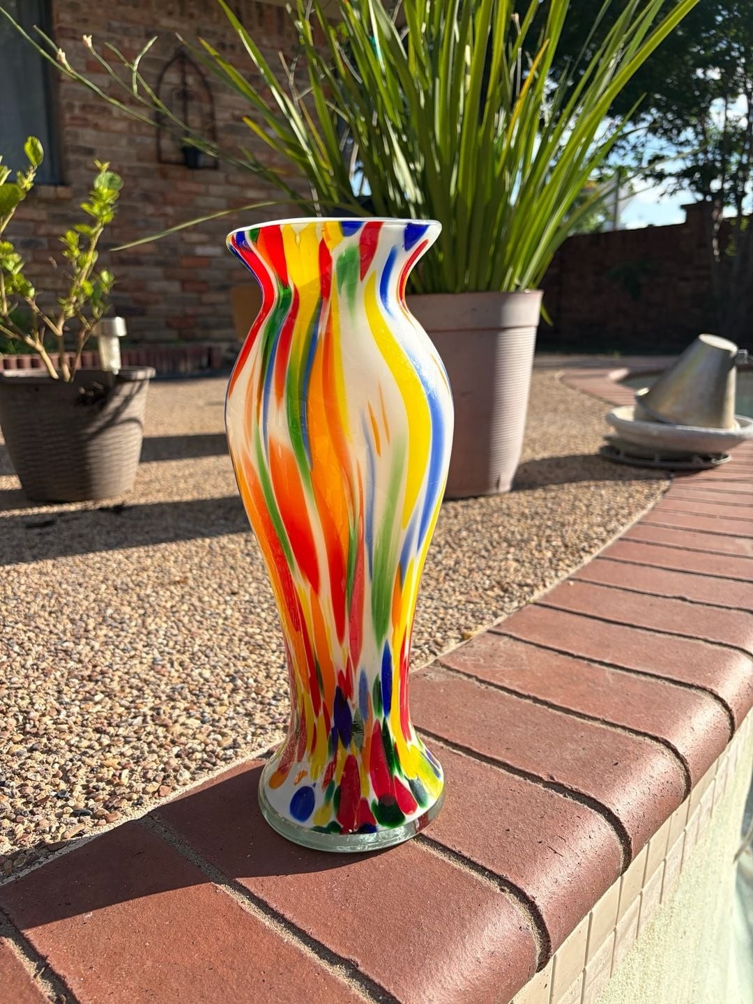 Vintage Murano Multi-Color Confetti Art Glass Vase