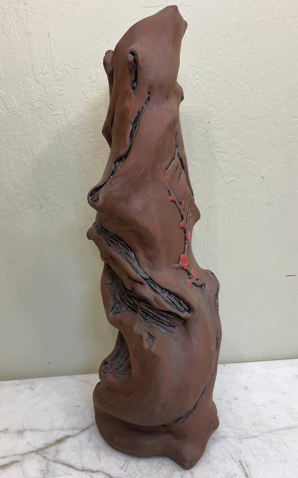 Abstract Hand-Made Clay Tree Trunk Vase