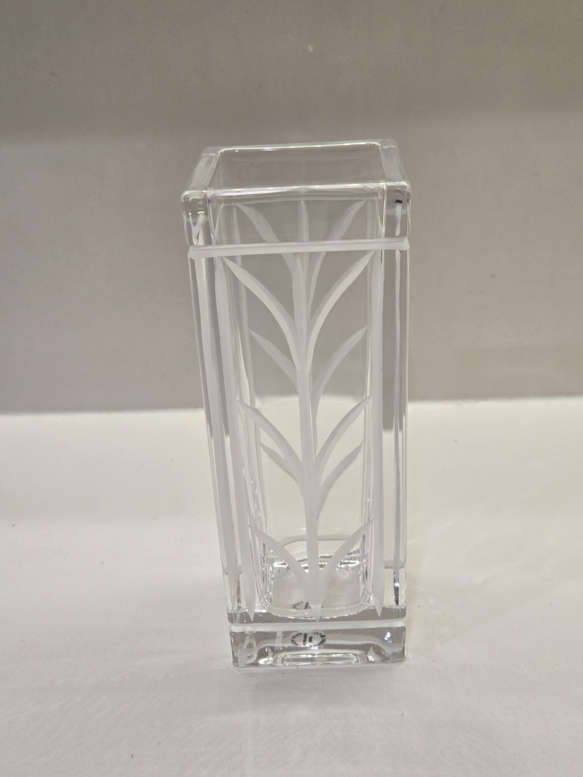 Tiffany Wheat Leaf Vase 6″ Crystal NIB