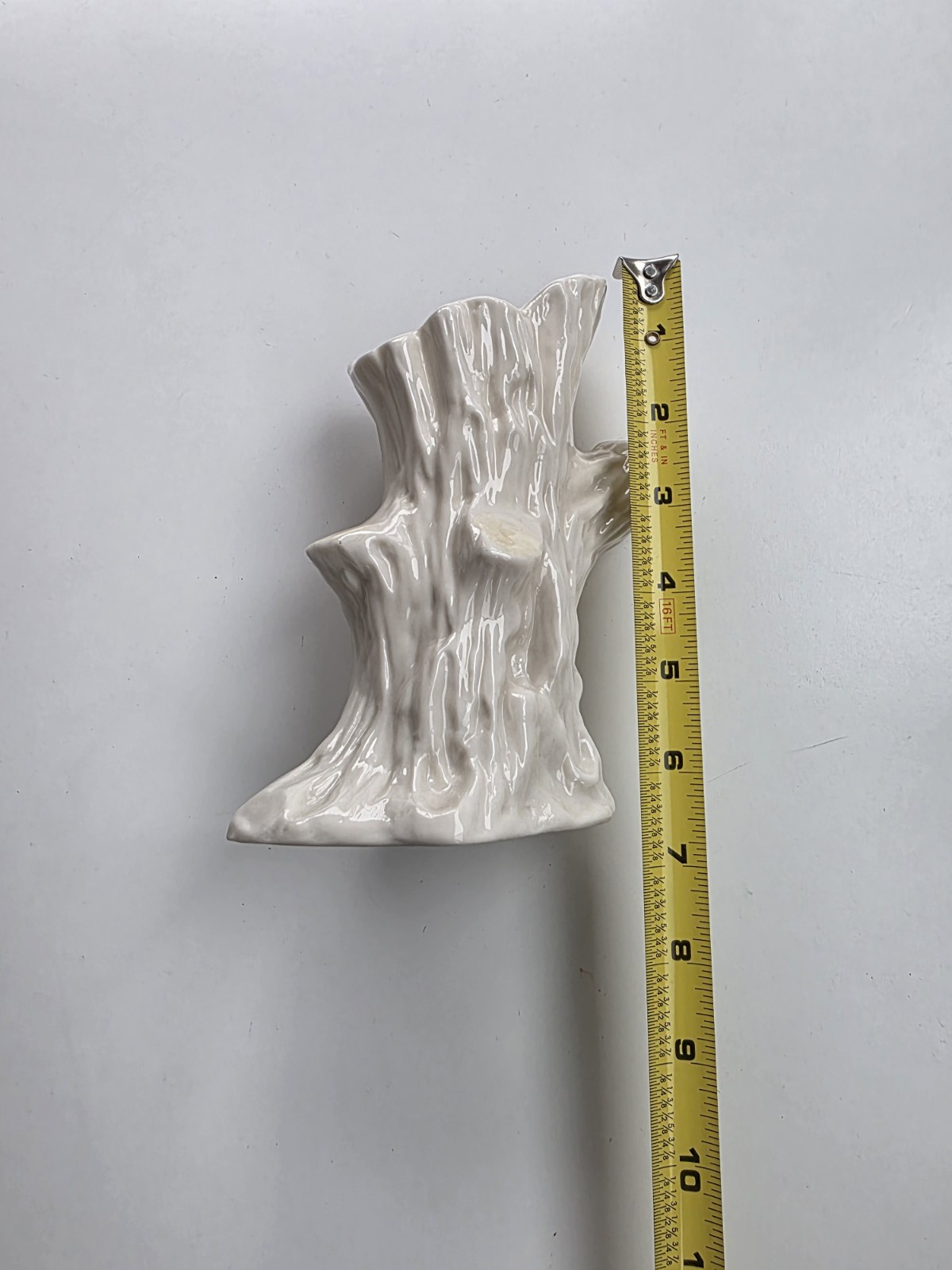 Belleek Tree Trunk Stump Shaped Off White Porcelain Bud Vase Figurine