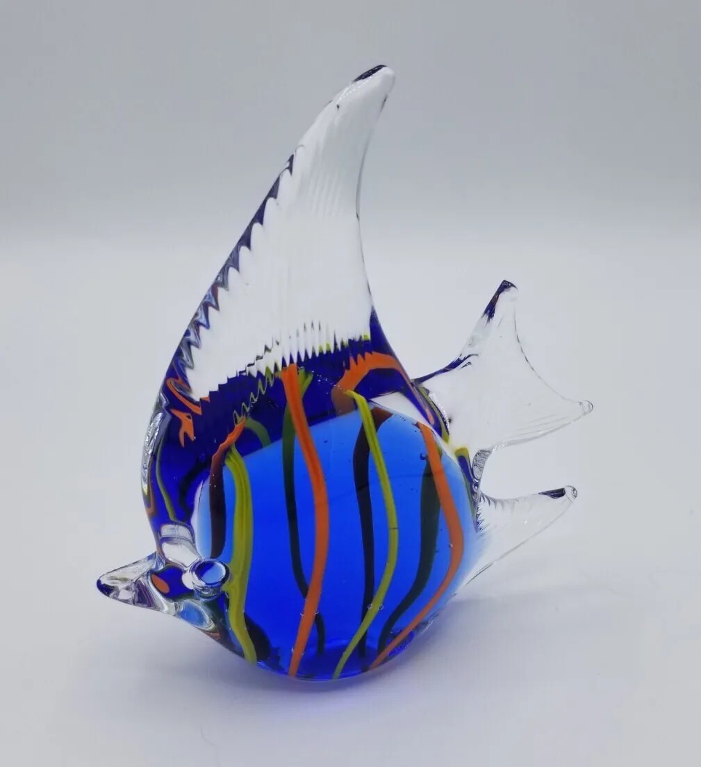 Continental Creations Striped Blue Glass Fish