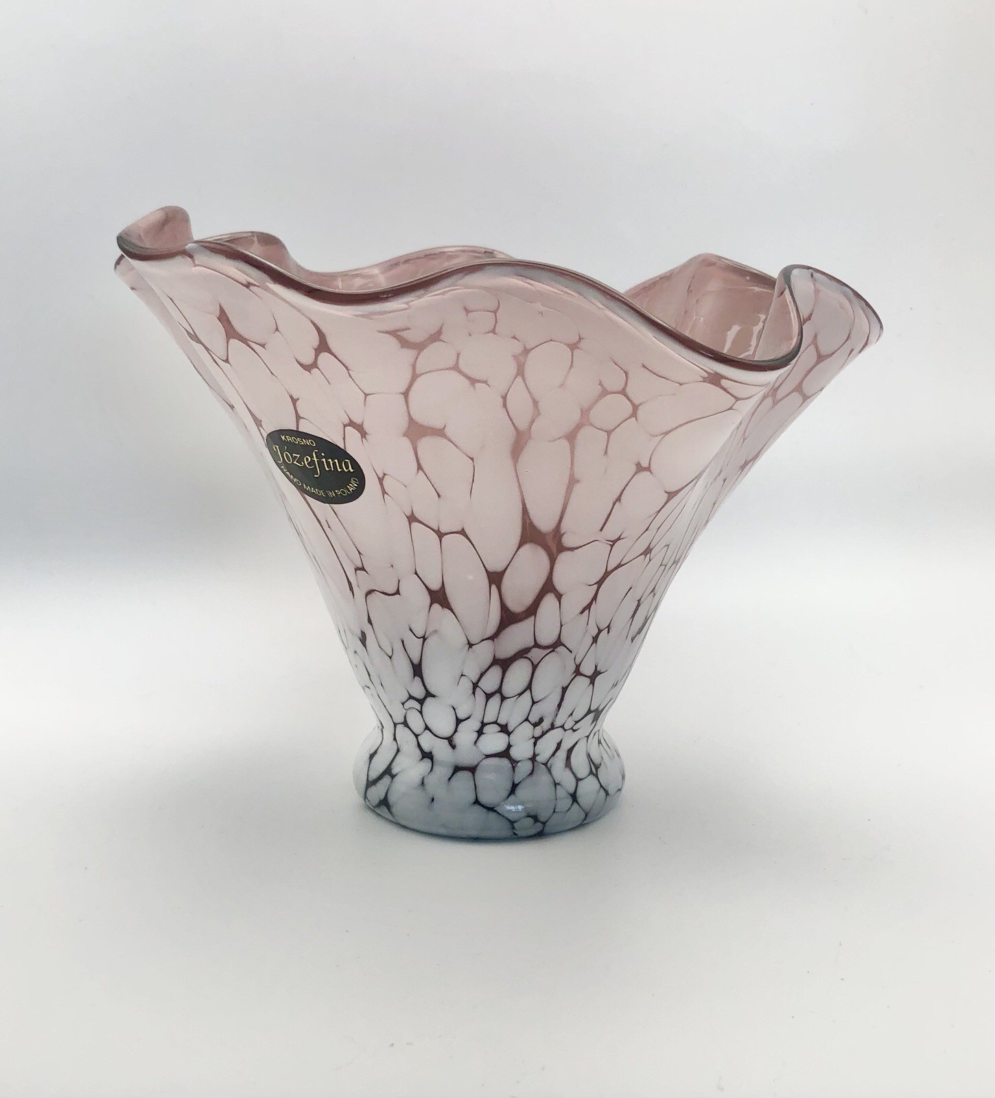 Krosno Jozefina 4-1/2” Tall Art Glass Bowl Hand Made In Poland