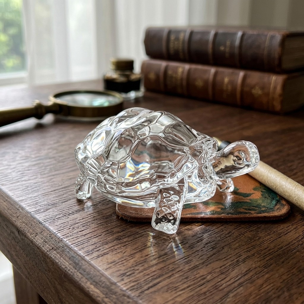 Transparent Crystal Glass Turtle Figurine, Glass Tortoise Decorative Ornament