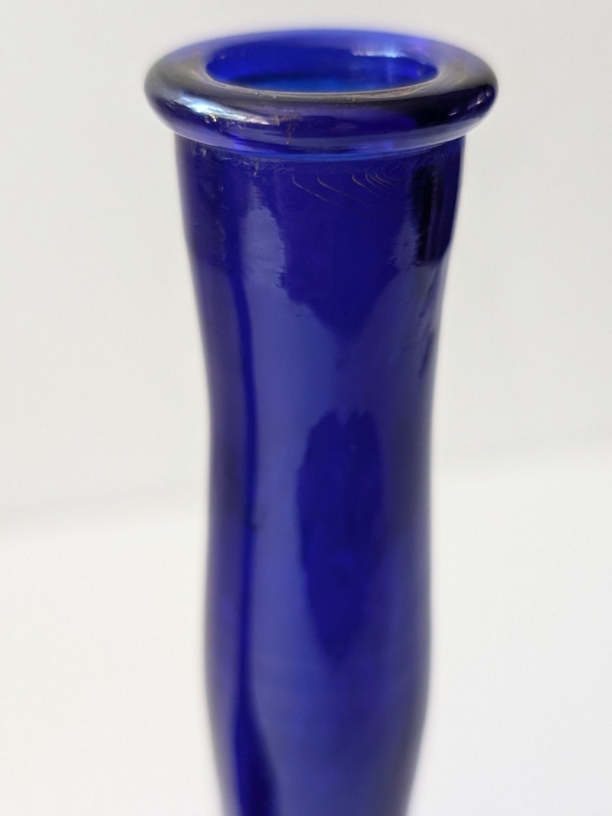 Pair Mary Gregory Cobalt Blue Barber Bottles Boy Girl Victorian Glass Vase