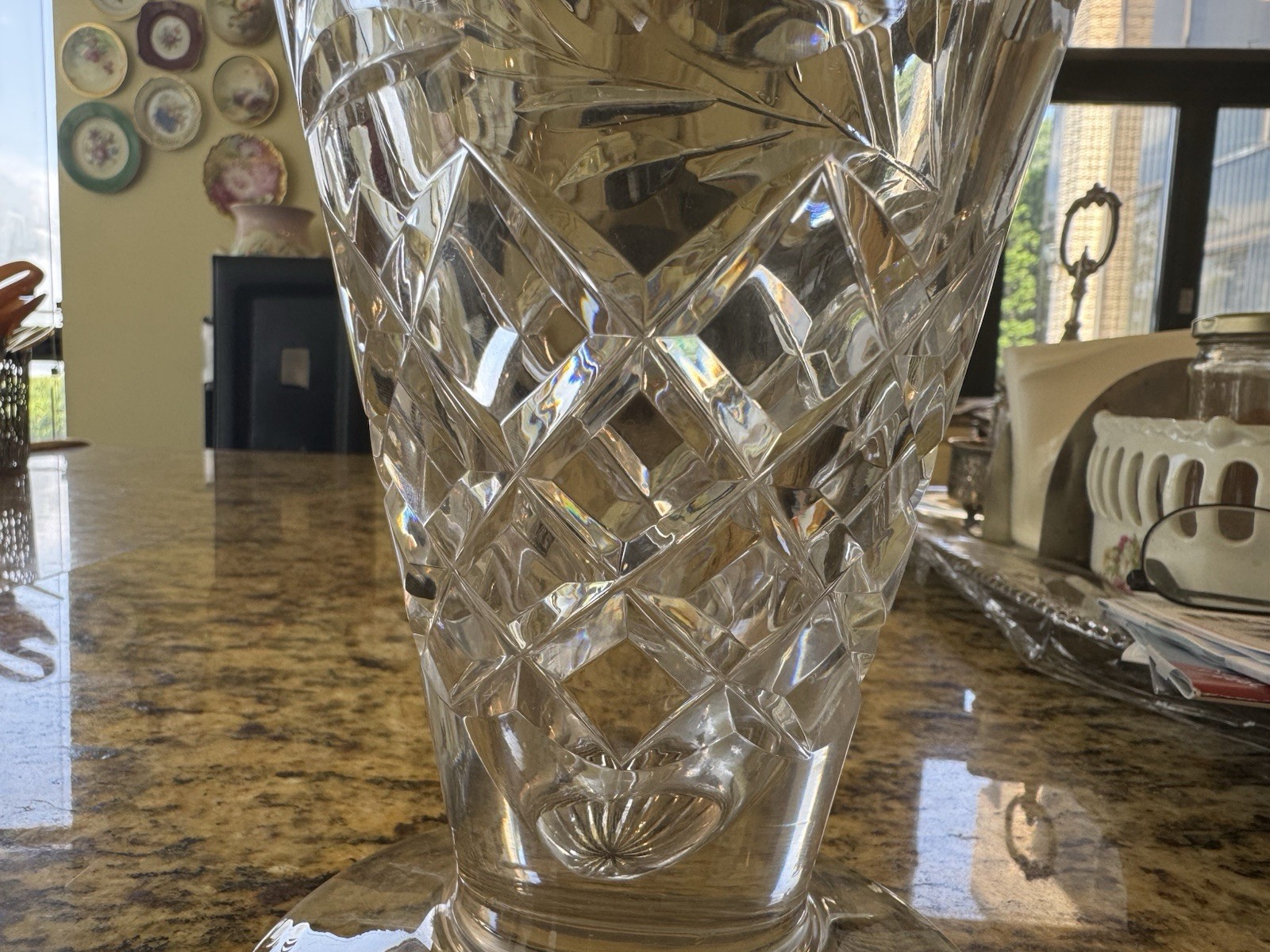 Waterford LISMORE 12” Large Cut Crystal Footed Flared Flower Vase