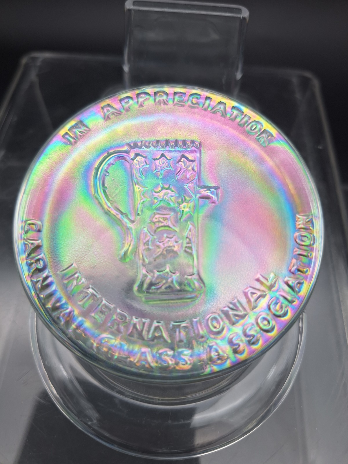 1975 Joe St Clair Carnival Glass Association Paperweight !!Signed!!
