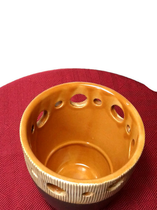2 Small Pottery Beautiful Brown Variation Color Vase Candle Holder