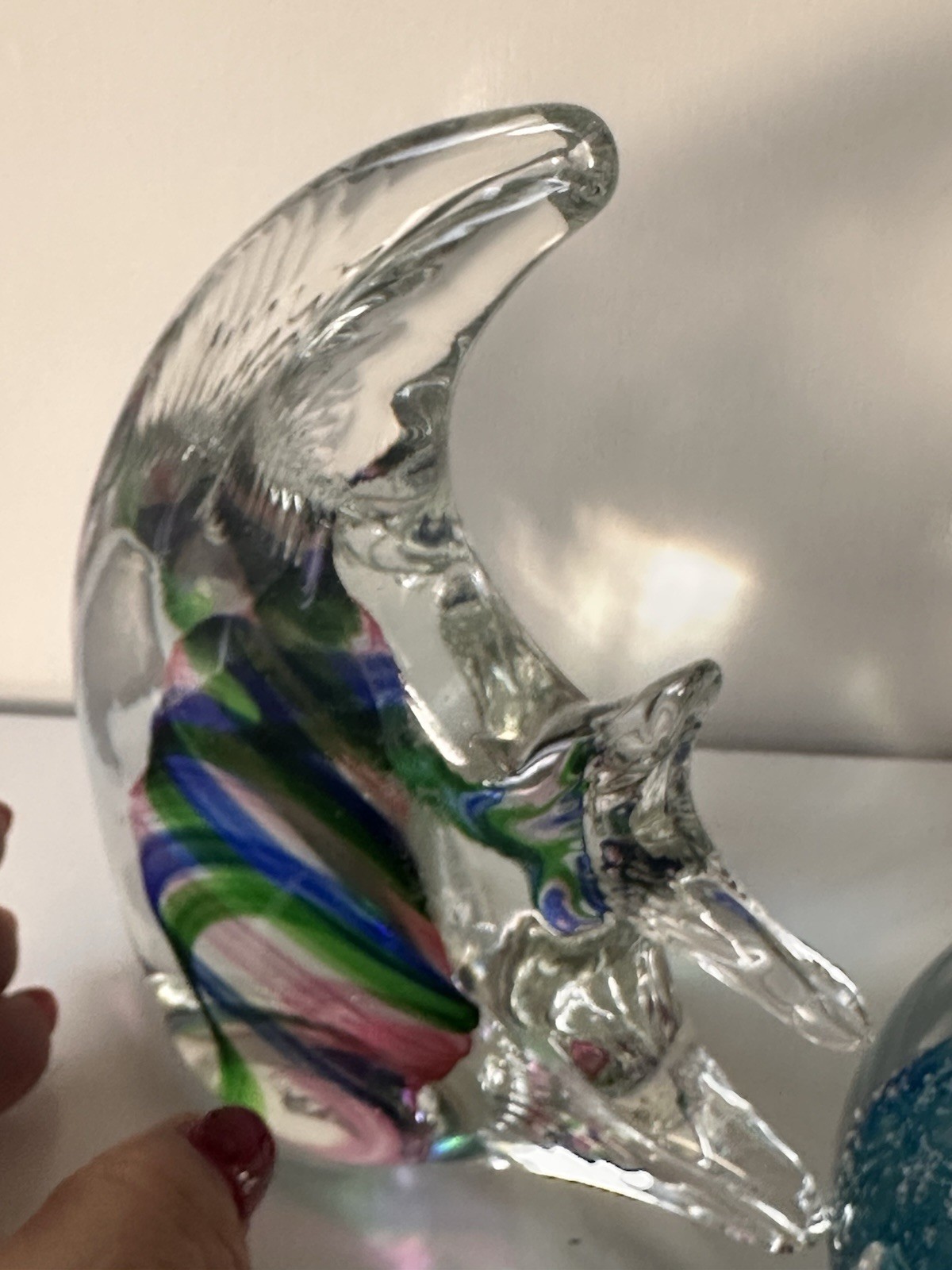 Vintage Art Glass Fish Figurine & Ocean Wave Paperweight Coastal Decor Se