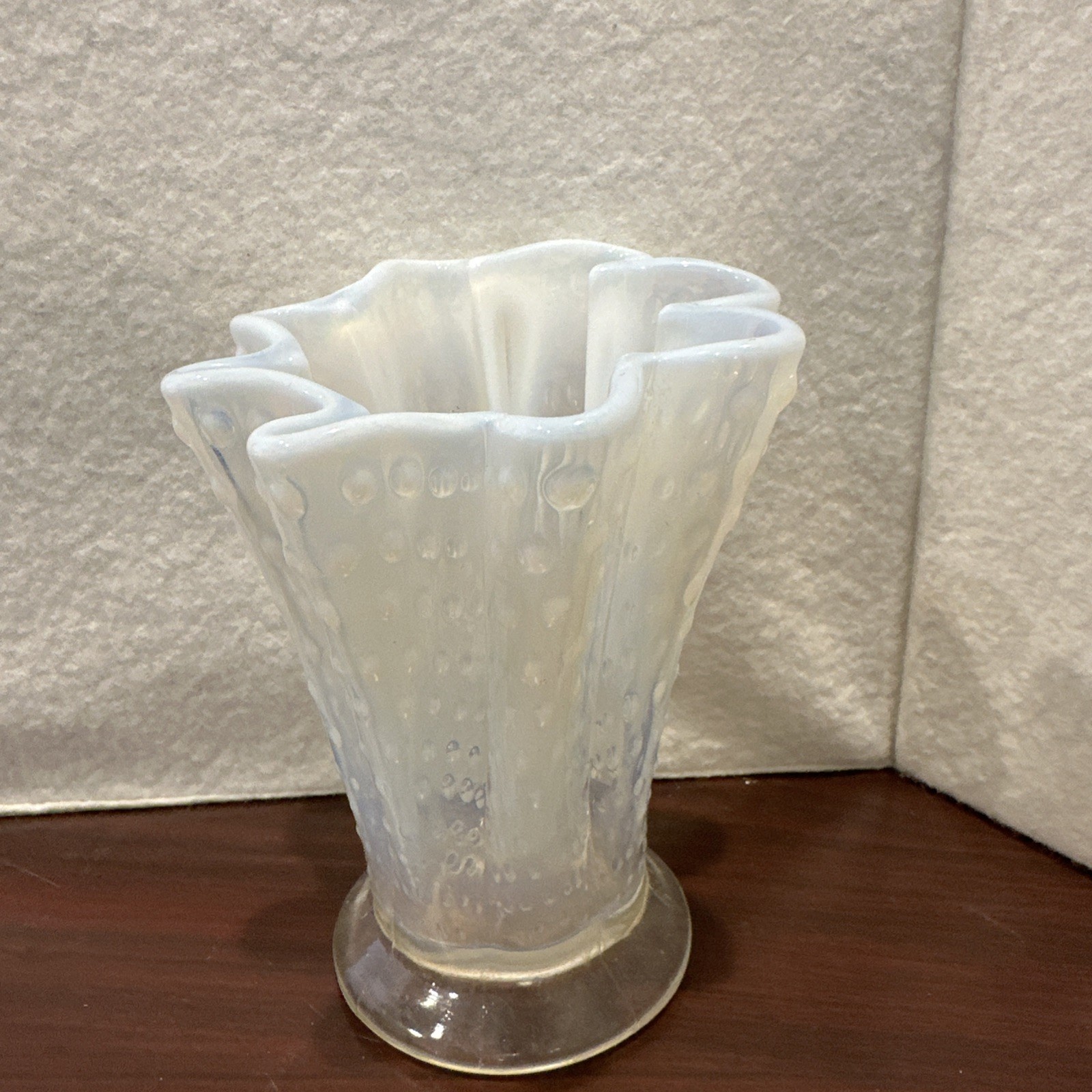 Moonstone Hobnail Handkerchief Vase Possibly Duncan Miller Vintage Art Glass