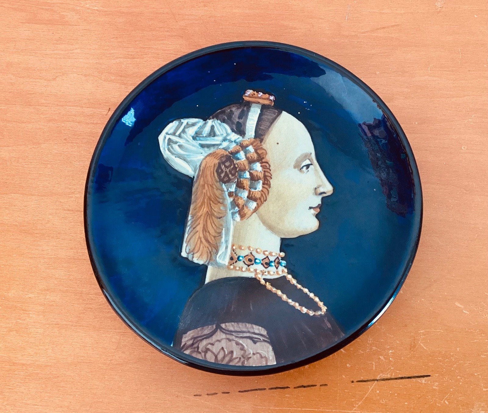 VTG Duke & Duchess of Urbino Federico da Montefeltro 5” Plates Signed MARI Italy