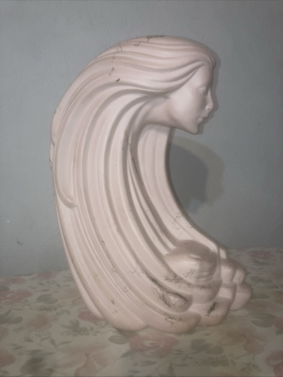 Vintage Ceramic Sculpture Woman Of The Wind Pink 14”H 10” W E-25