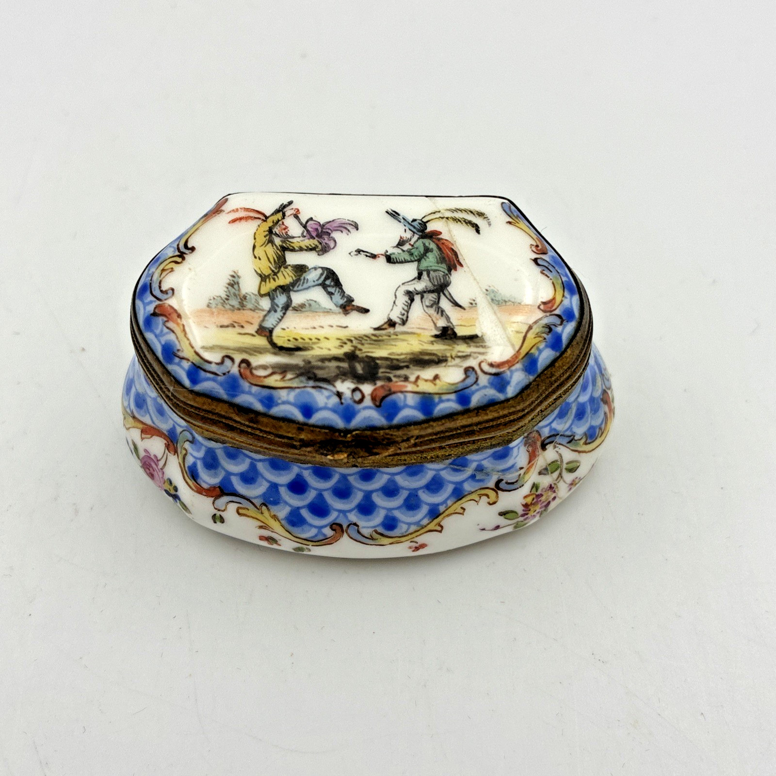 Antique Edme Samson of Paris Porcelain Hinged Trinket Box Hand Painted French