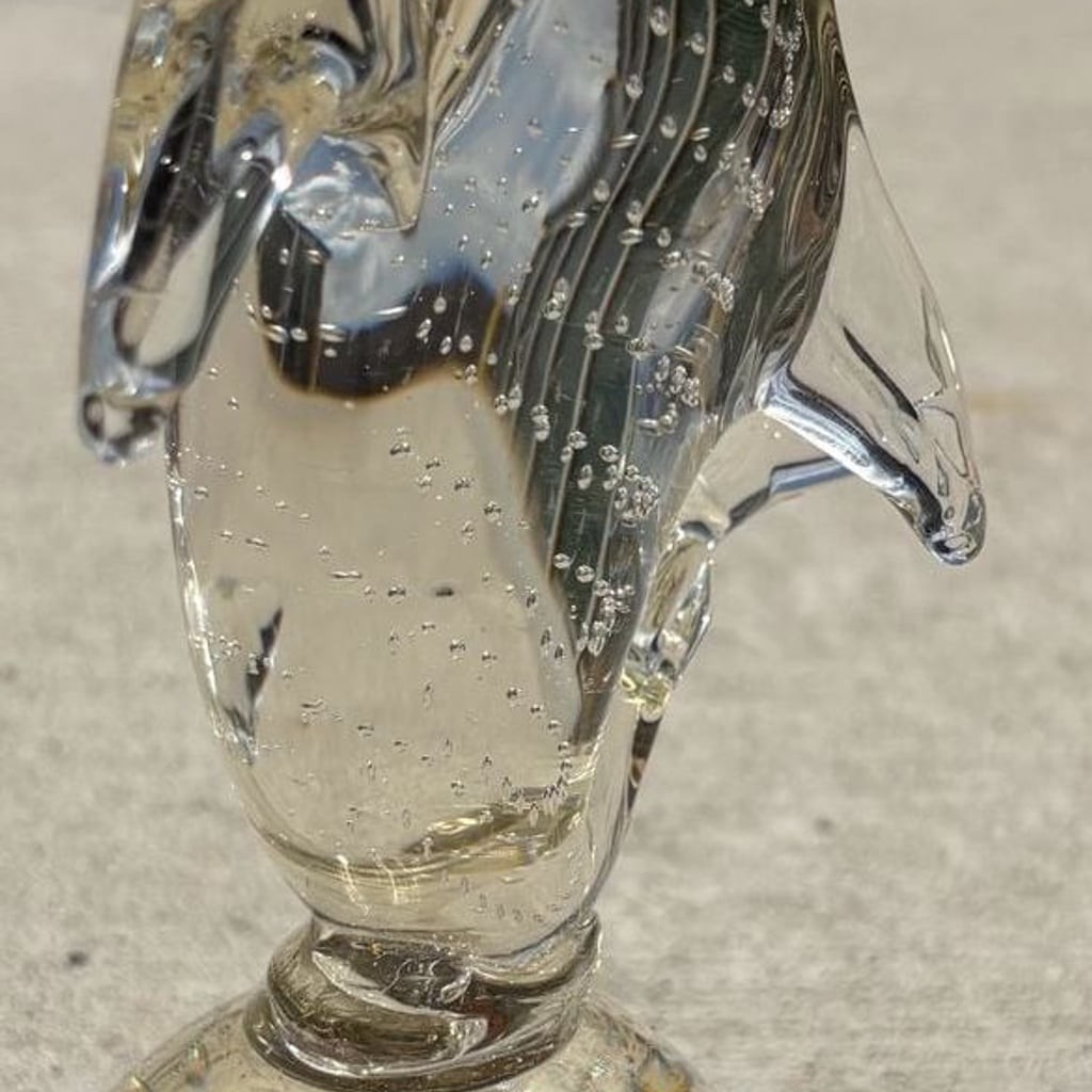 Vintage Mid-Century Modern Bullicante Controlled Bubble Glass Dolphin Figurine