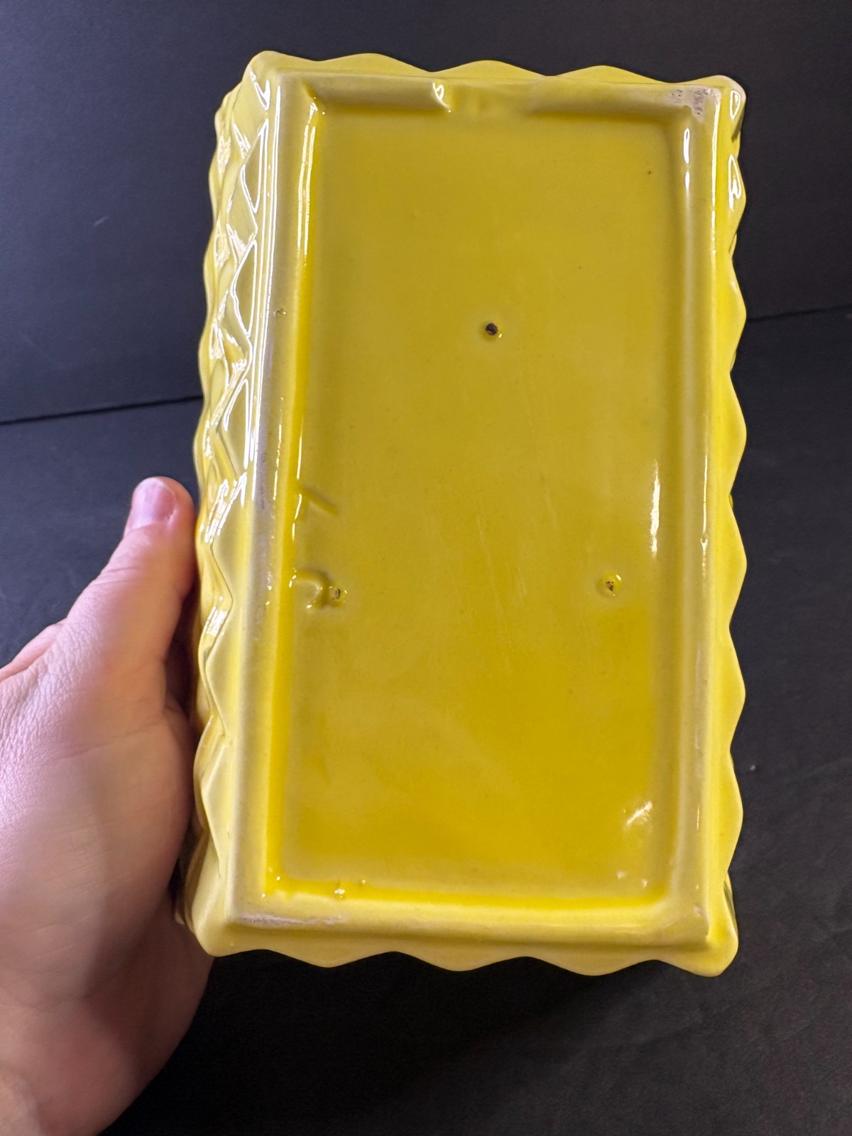 Yellow Planter Cookson Pottery White Drip Trim – J7 Mold Glaze Dish Planter