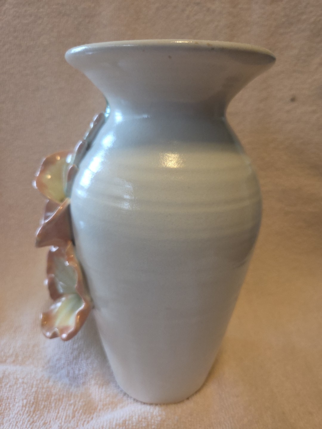 Floral Flower Vase Calla Lily Art Studio Pottery Signed Kausalik- Beautiful