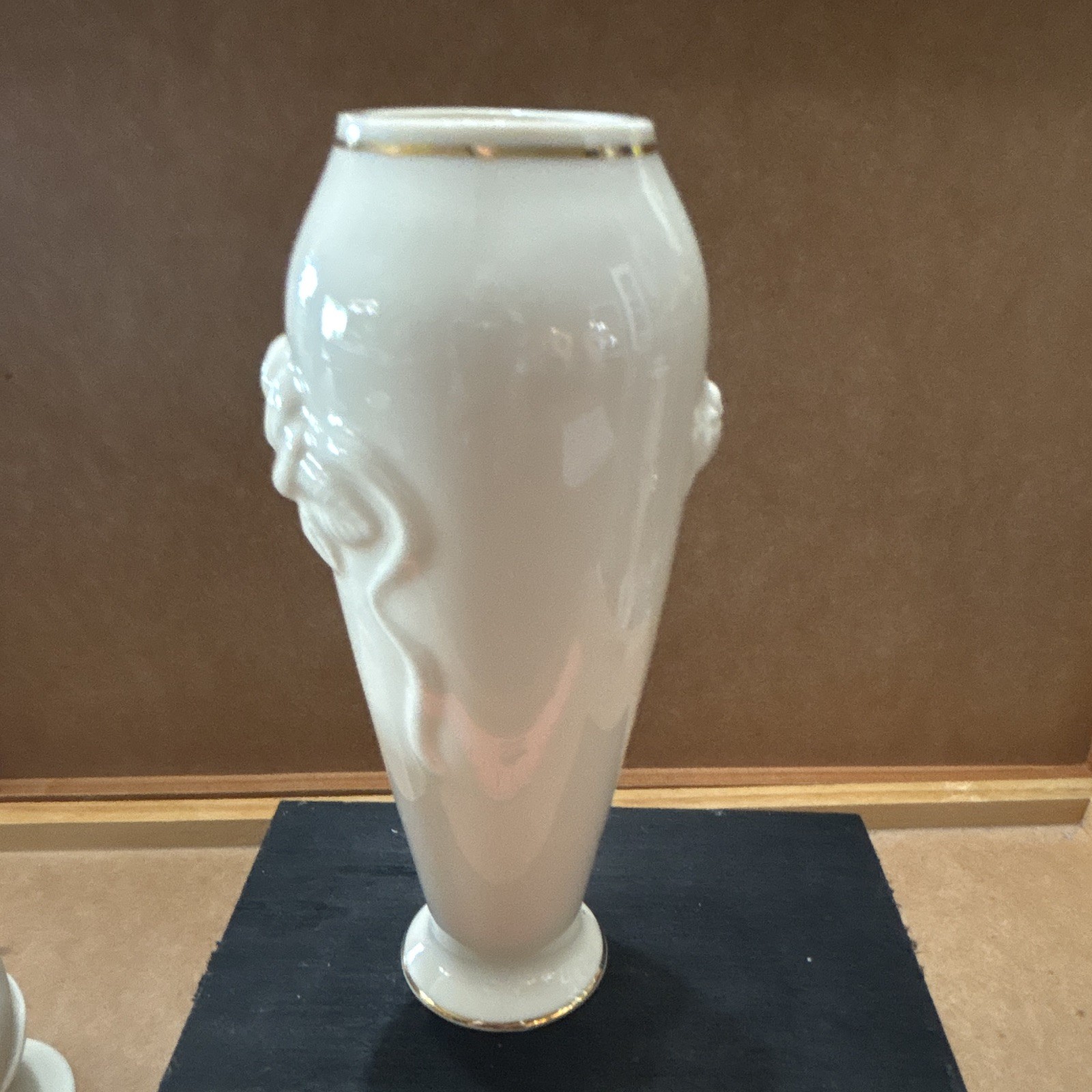 Set of 3 Lenox Porcelain Bud Vases with Gold Accent Rim