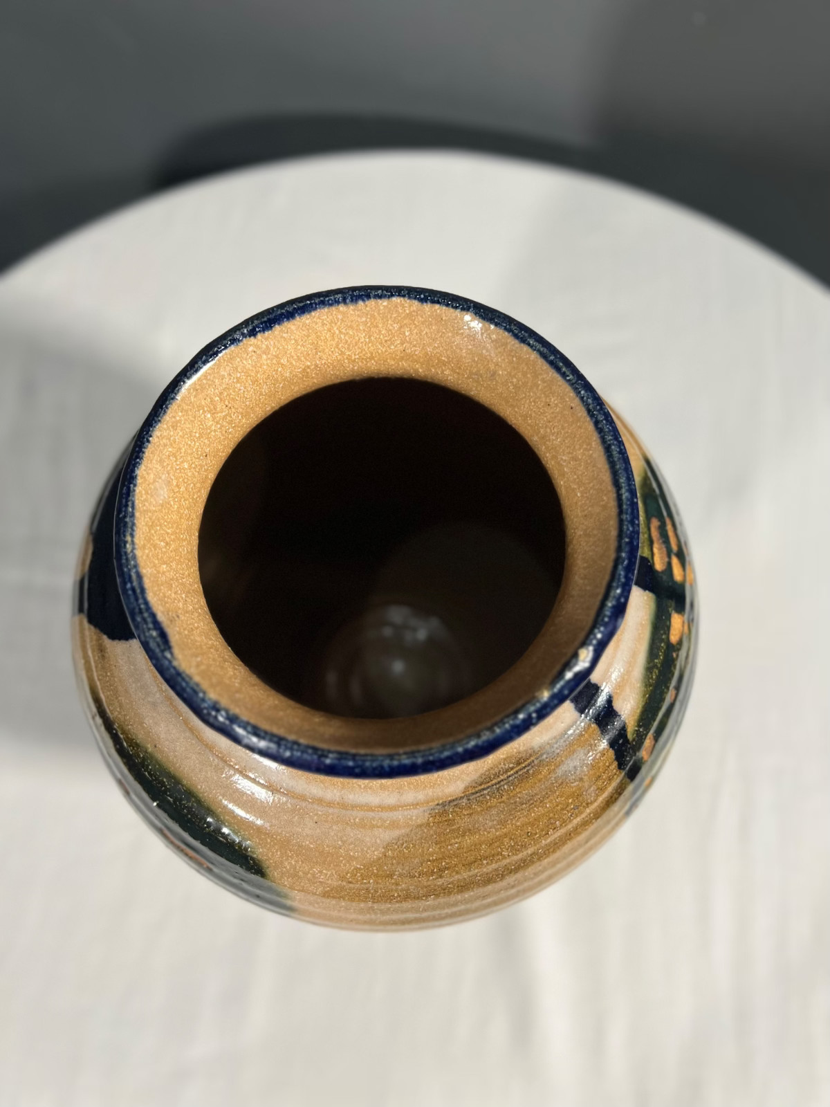 Unique Glazed brown, green and blue variation Studio Art Pottery-Handmade