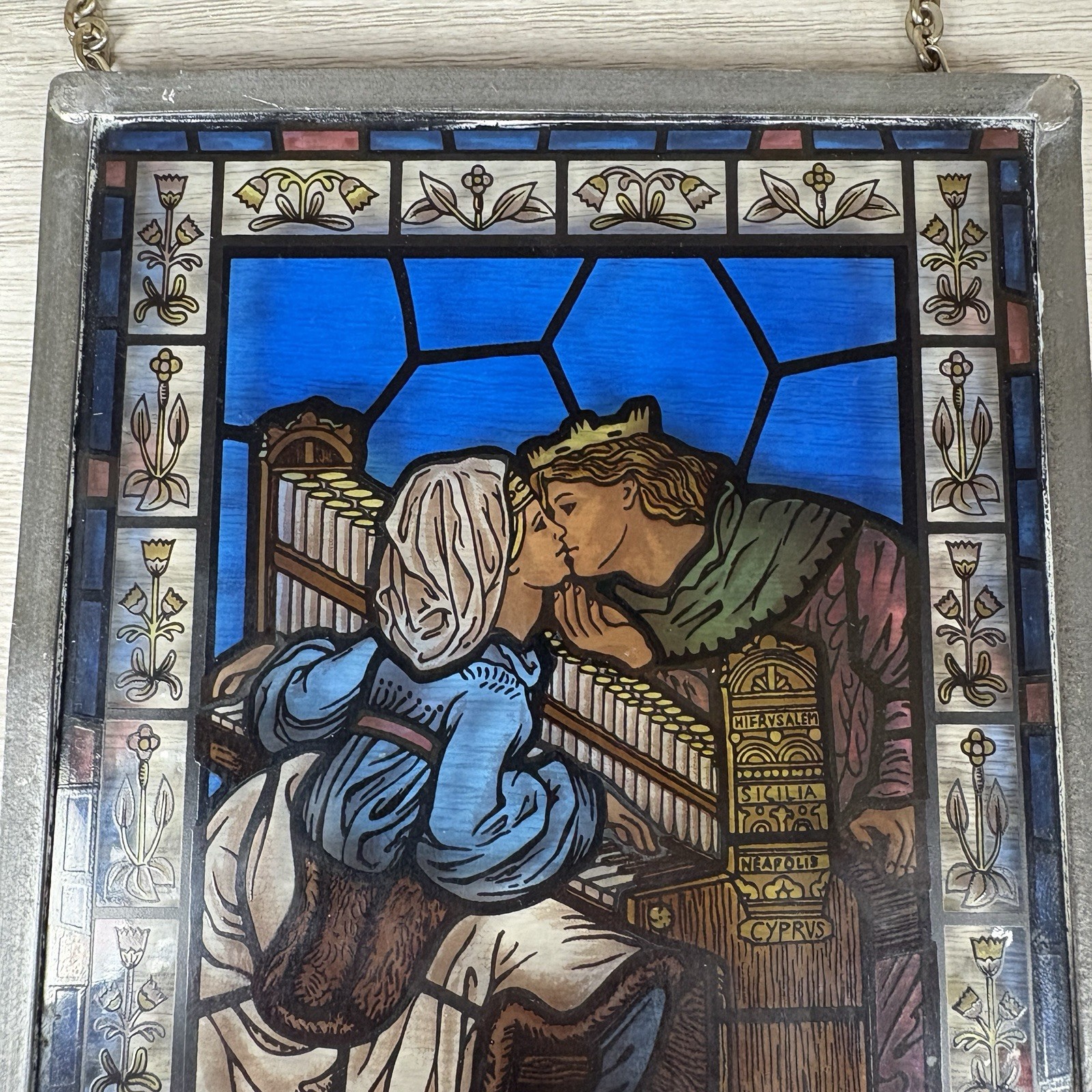 Glassmasters Stained Glass Suncatcher Image Of Rossetti’s Music The Kiss 7×5