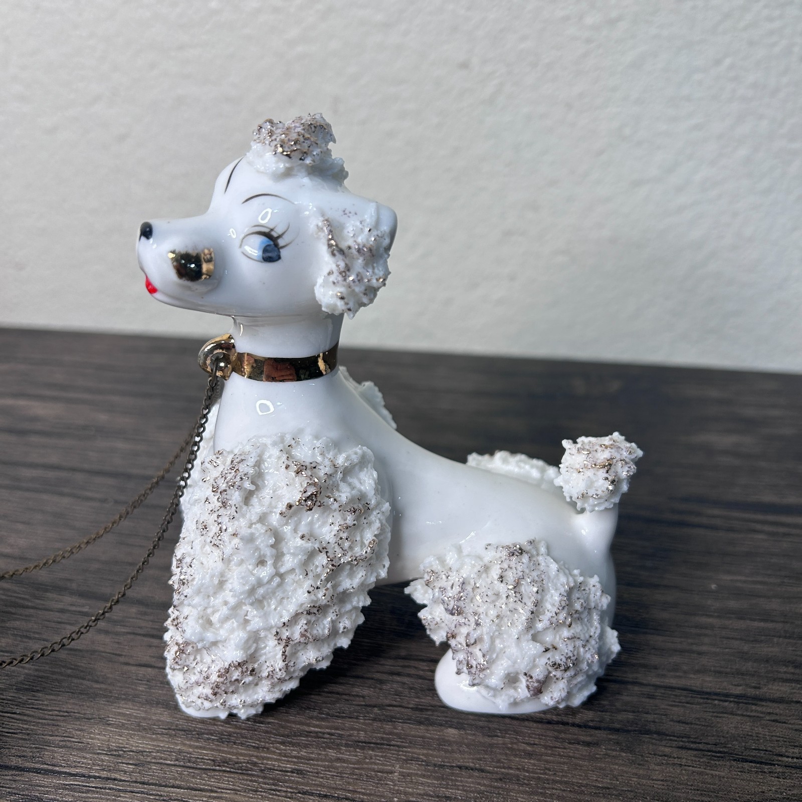 VINTAGE White Spaghetti Noodle Poodle Trio with Chain MCM Japan 4639