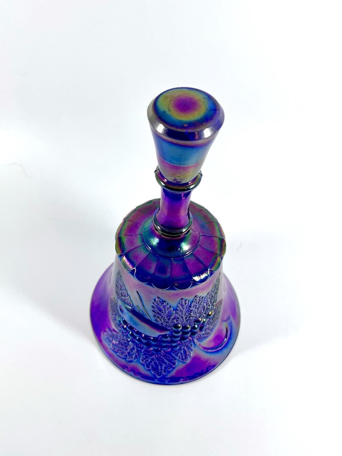 Signed Joe St. Clair Bicentennial Cobalt Blue Carnival Glass Bell 7”1776-1976