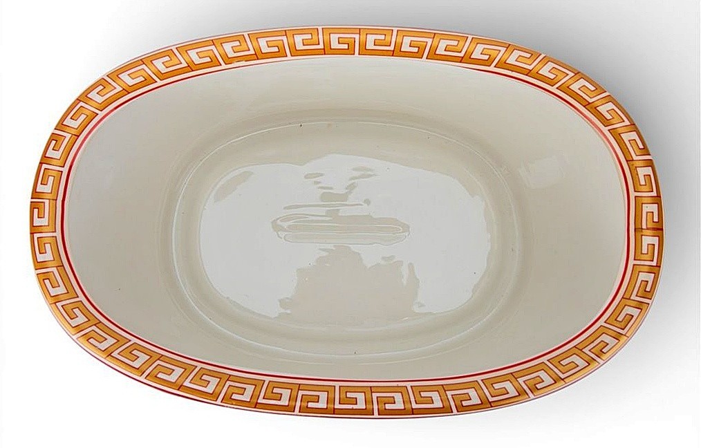 Colorful Famille Rose Chinoiserie Porcelain Footbath. Hand Painted (14.50”L)