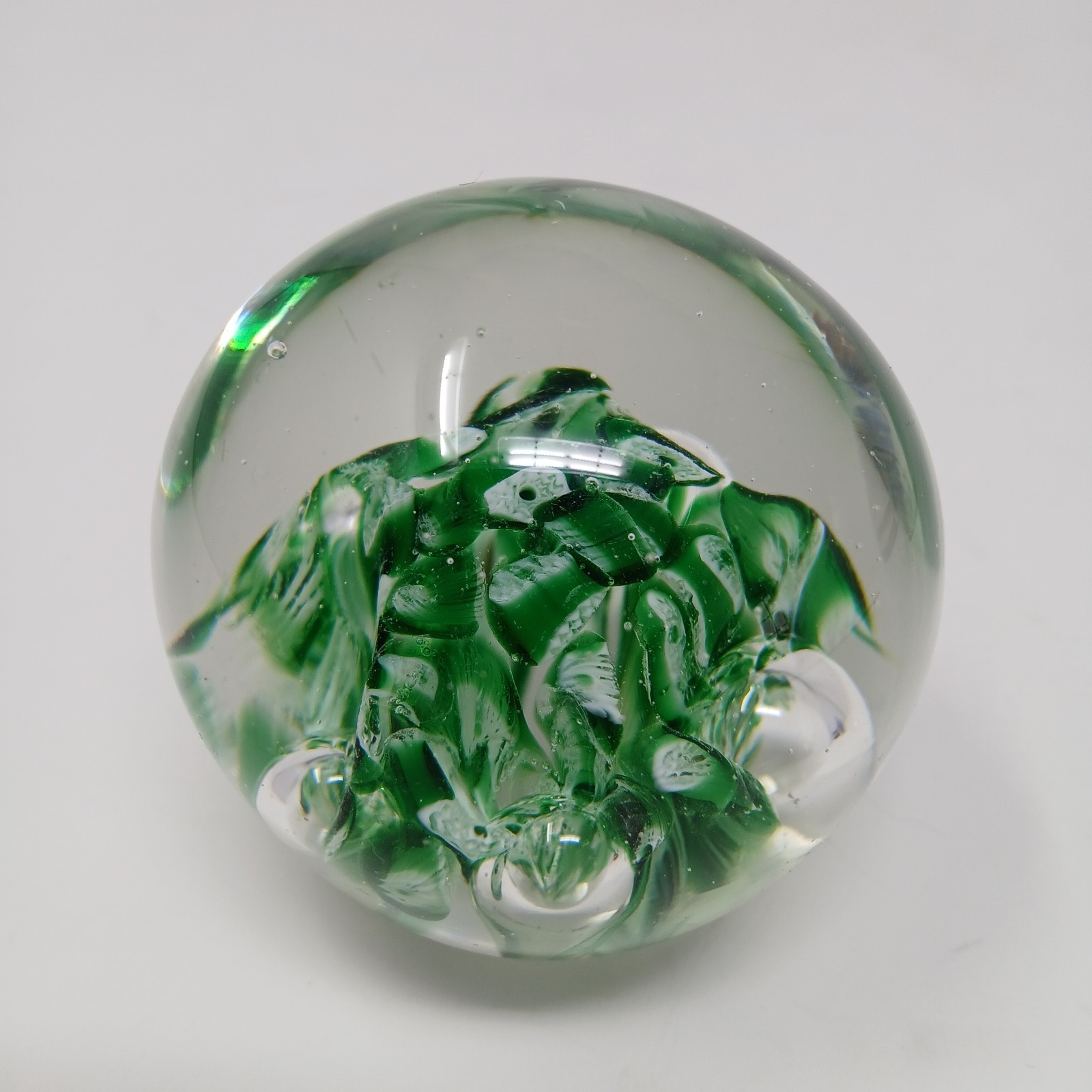 Vintage Art Glass Paperweight Norleans Japan Green Floral