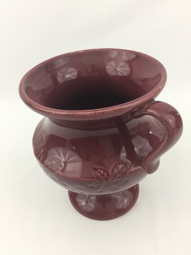 Maroon Dark Mauve Decorative Trophy Urn Vase 7 5/8″ Tall X 8 1/4′ Widest Part