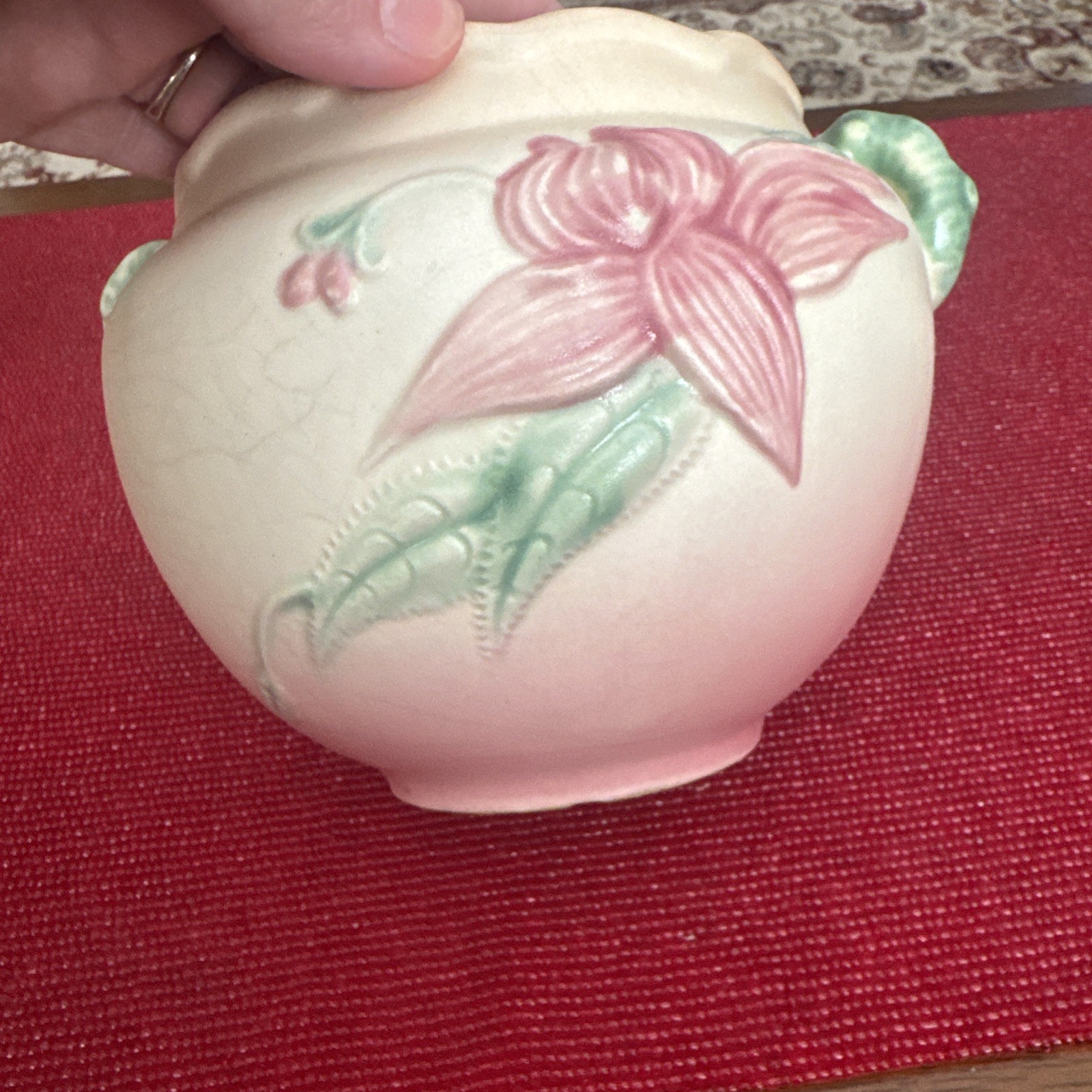 Hull Art Pottery Floral Planter W-5 1/2 Ceramic Mid 20th Century Matte Finish