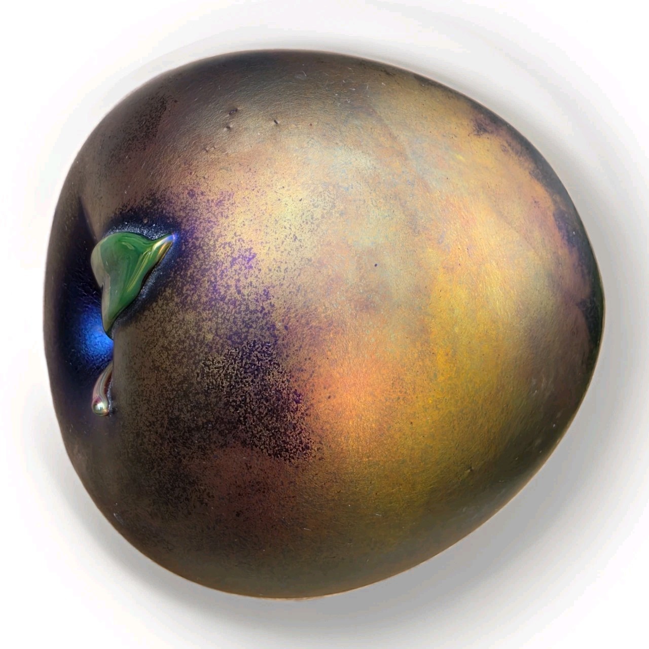 Joseph Morel Art Glass Paperweight Zellique Studio Signed Iridescent Satin