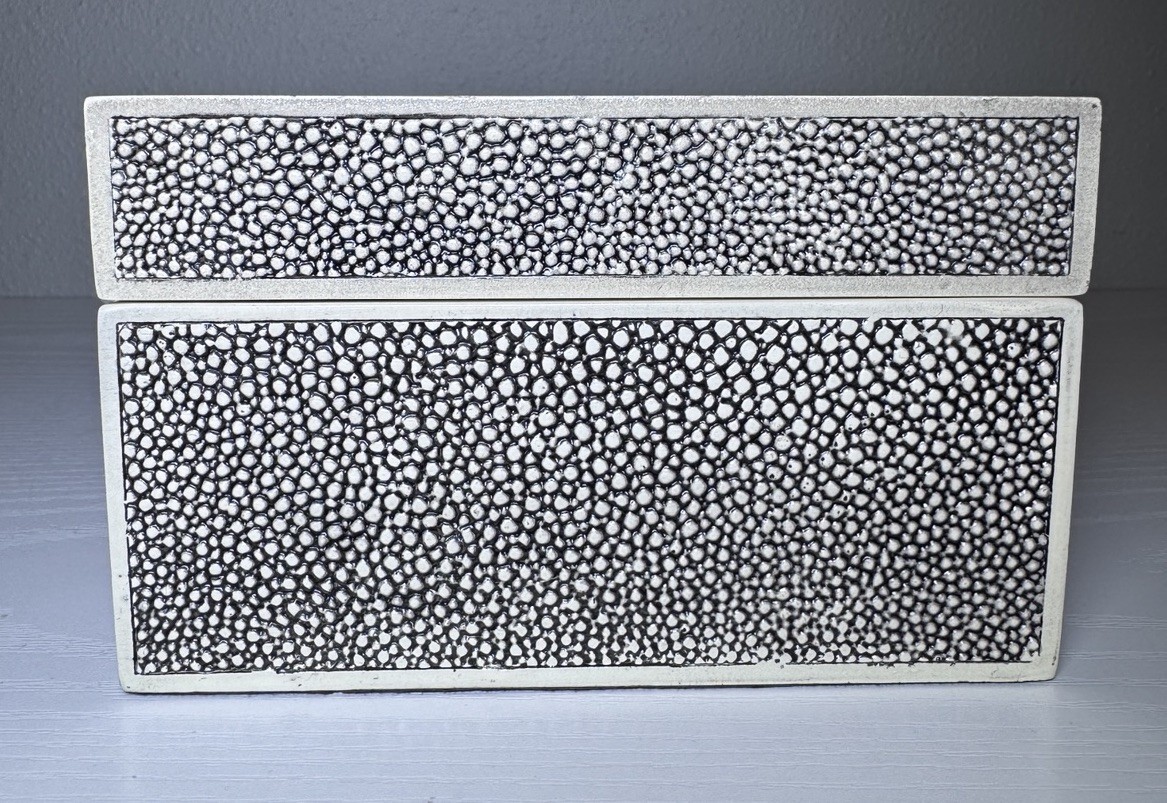 Vintage Shagreen Keepsake Box Blue/Black White – Heavy – 4 Pounds – 3”x5”x7”