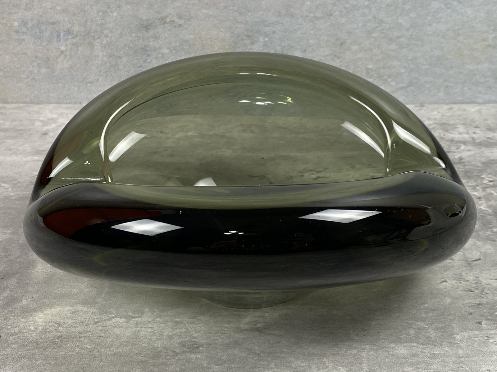 Vintage Mid Century Bowl Holmegaard Per Lutken Denmark Heavy Smoky Glass signed
