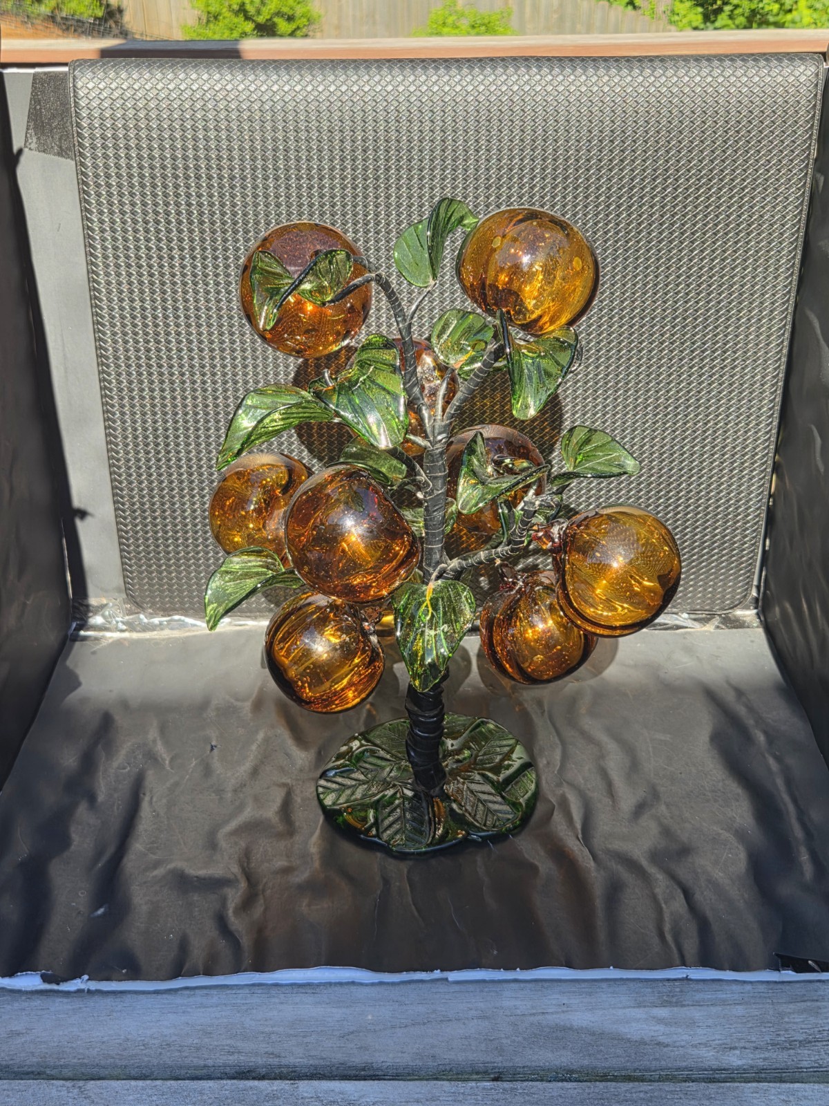 Murano Glass Chinoiserie Fruit Tree Large Blown Glass 14” 1950’s Italian