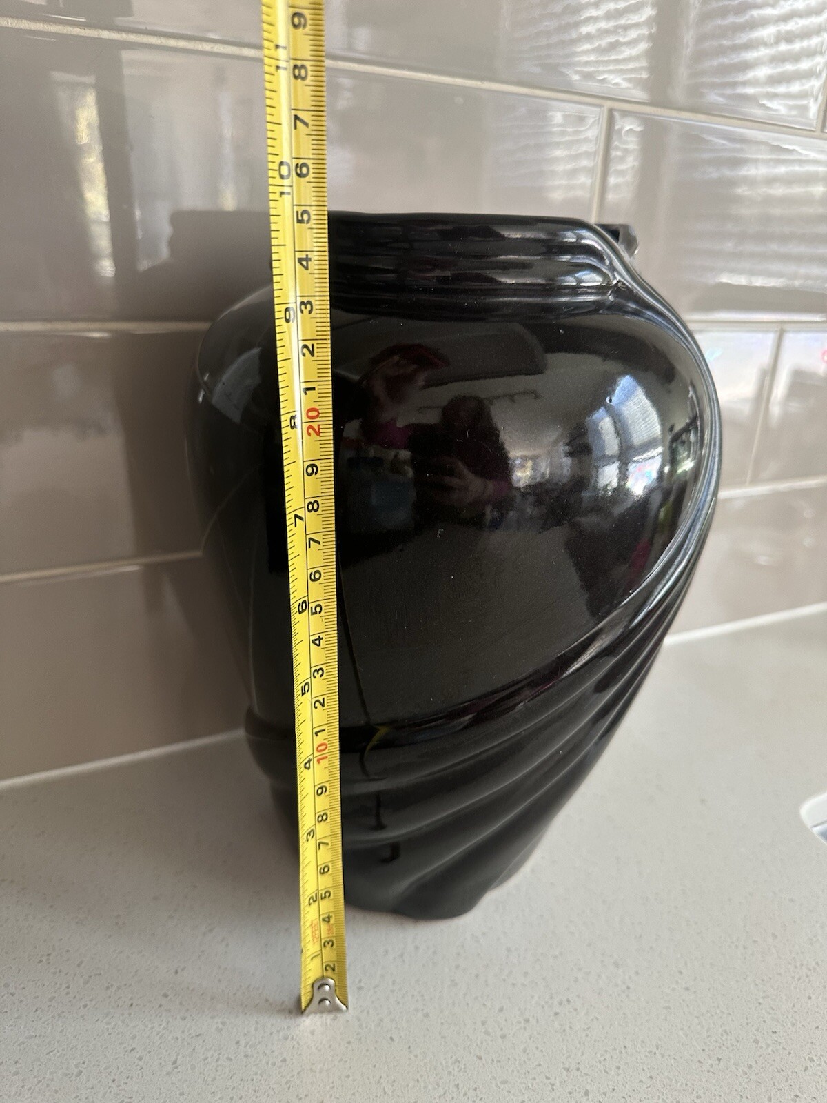 Vintage Haeger Inspired Pottery Black Drape Vase Swirl Glossy 90s Decor