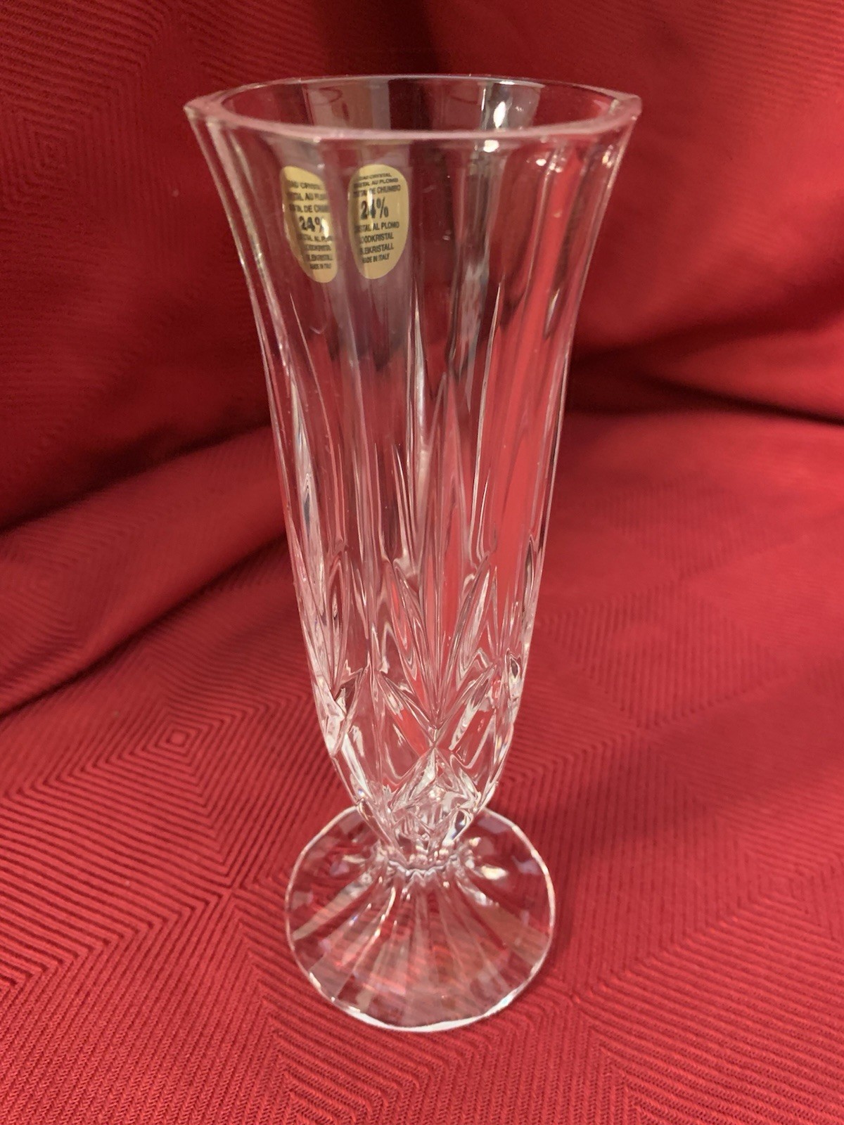 RCR ROYAL CRYSTAL ROCK FOOTED BUD VASE MADE IN ITALY 6-5/8″ HIGH