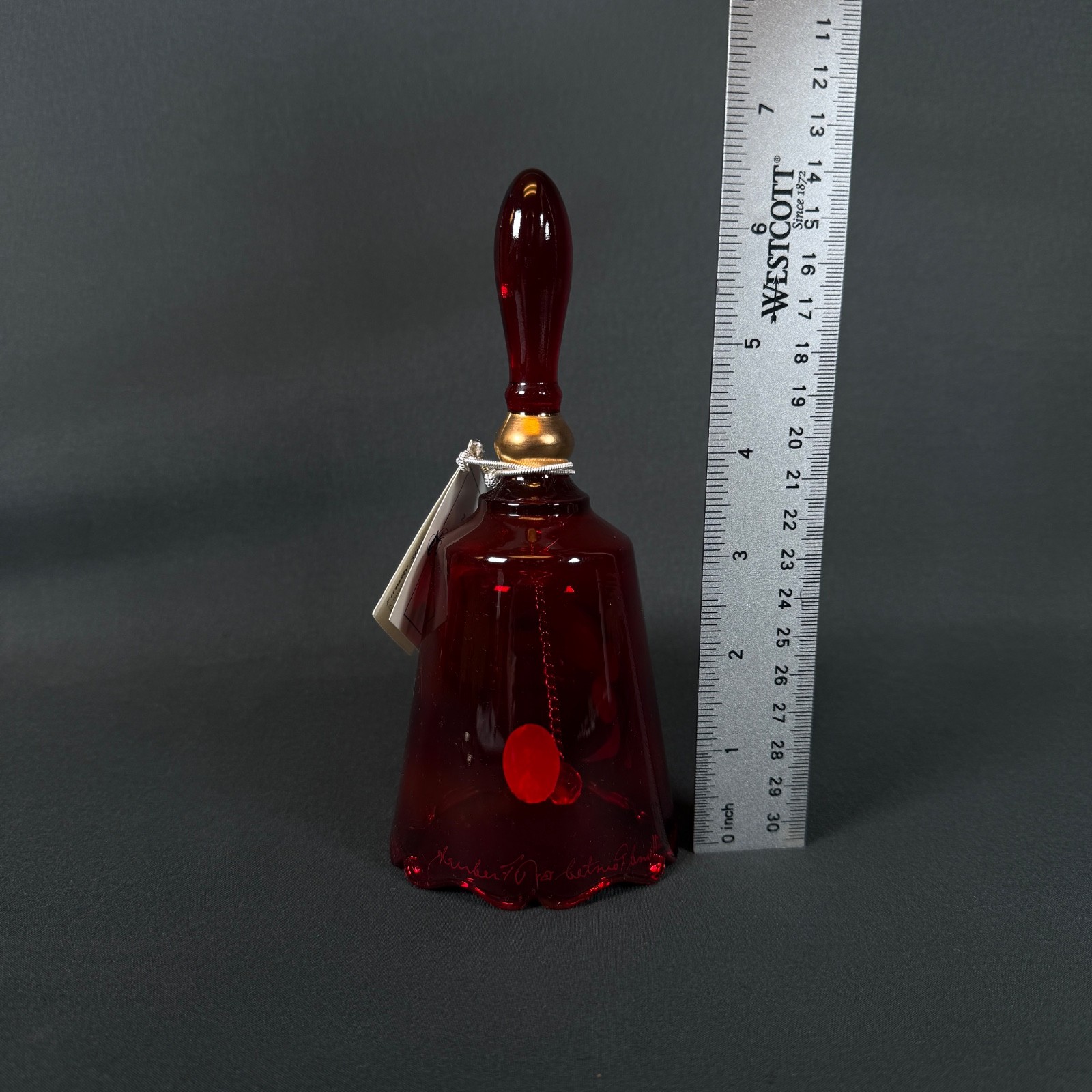 Fenton Art Glass 40th Anniversary Ruby Bell Hand Painted 6.5″ w tags