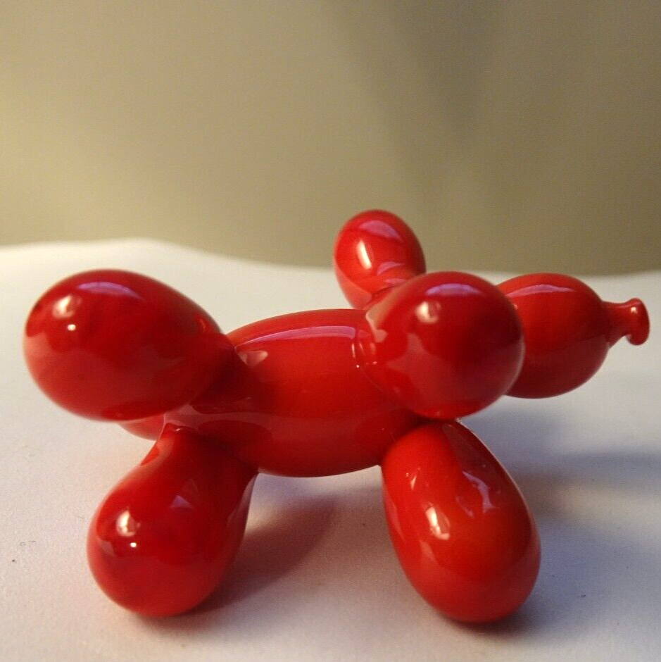 Luke Adams Studio Art Glass “Balloon Dog” Miniature Cabinet Figurine Window RED