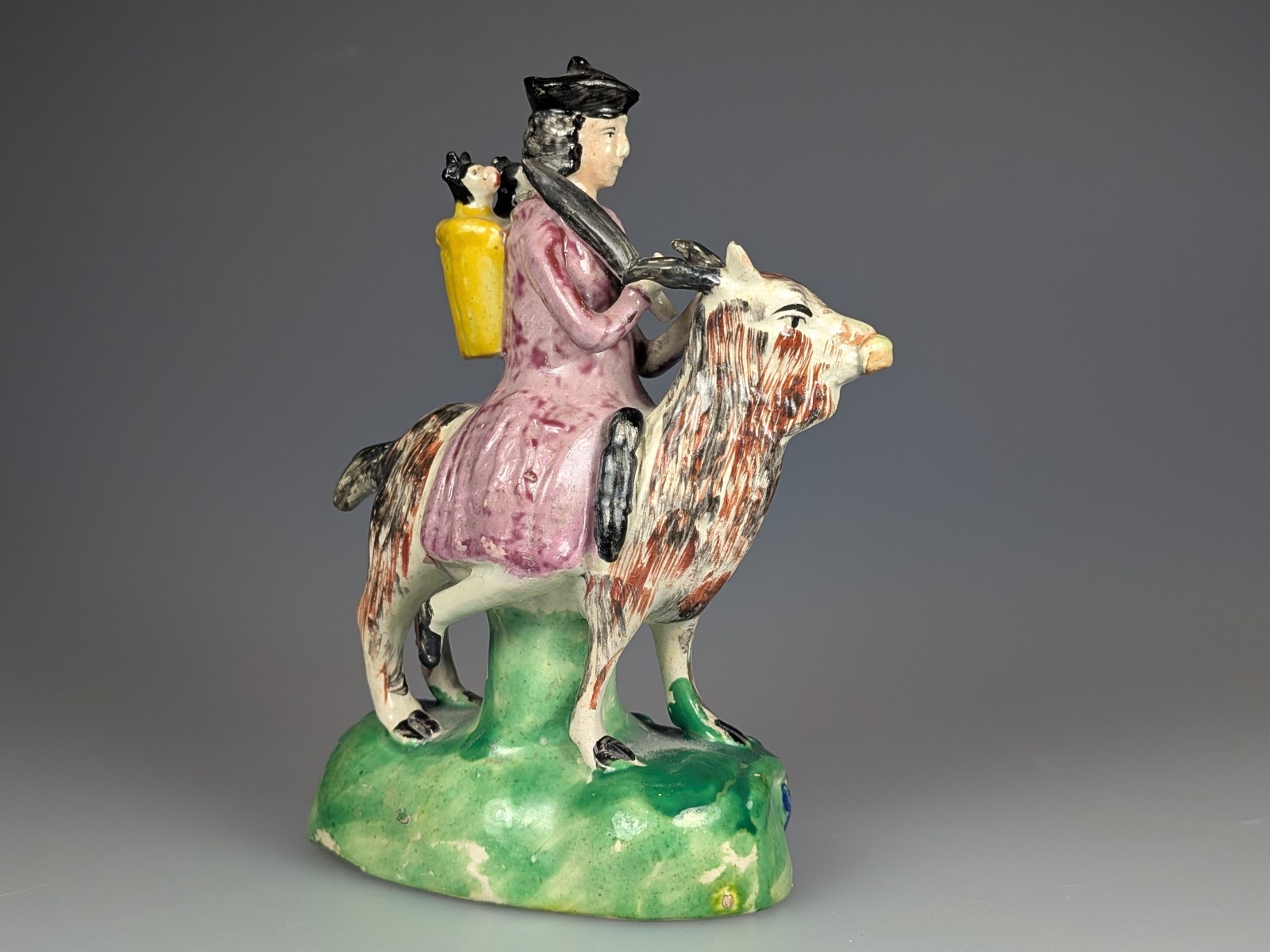 Antique Early 19th Century Staffordshire Figure Welsh Tailor Riding Goat