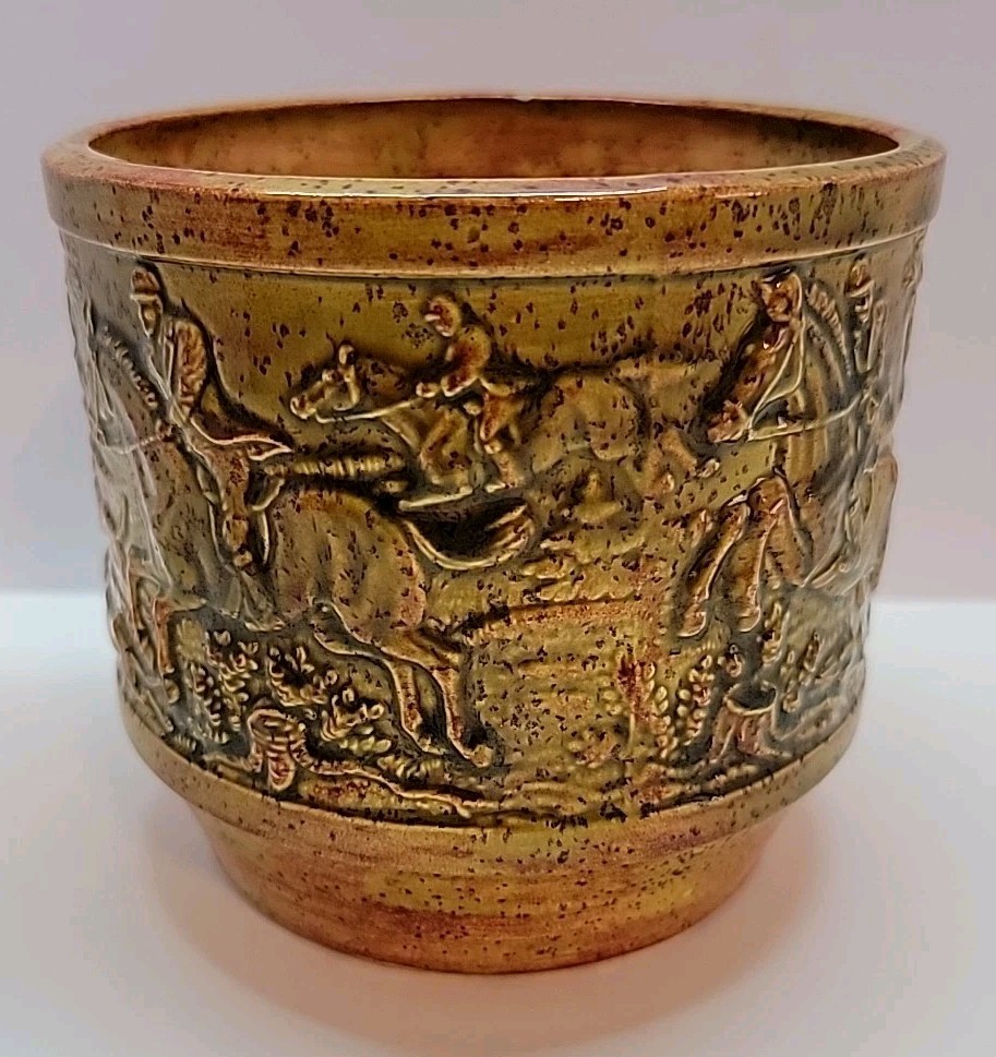 Heirloom Mold Pottery Vase Elk Hunt Vintage