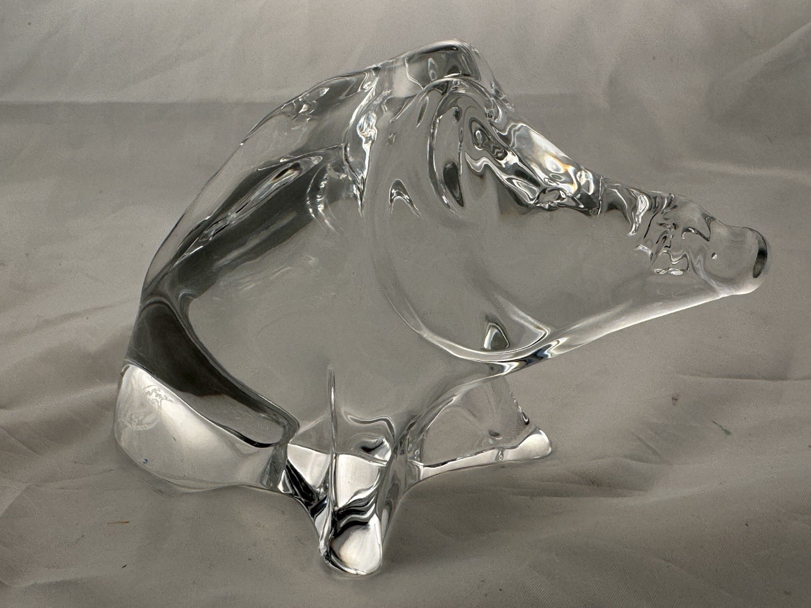 Baccarat France Crystal Glass Wild Boar Hog Pig Figurine Table Sculpture