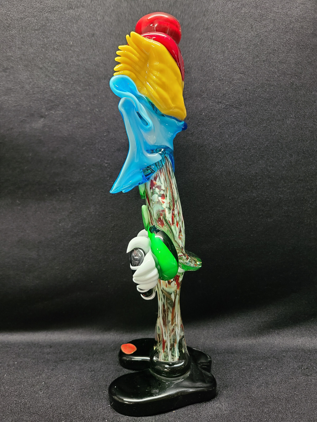 Vintage 14 Inch Multicolor Murano Glass Musician Clown Holding Accordion