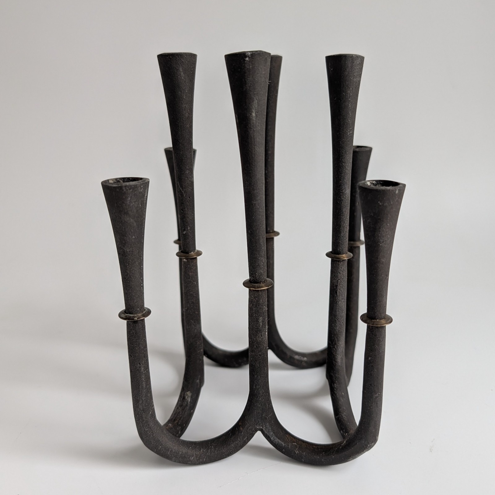 Dansk JHQ Cast Iron Brass Candle Holder 8 Taper MCM Denmark (Quistgaard IHQ)