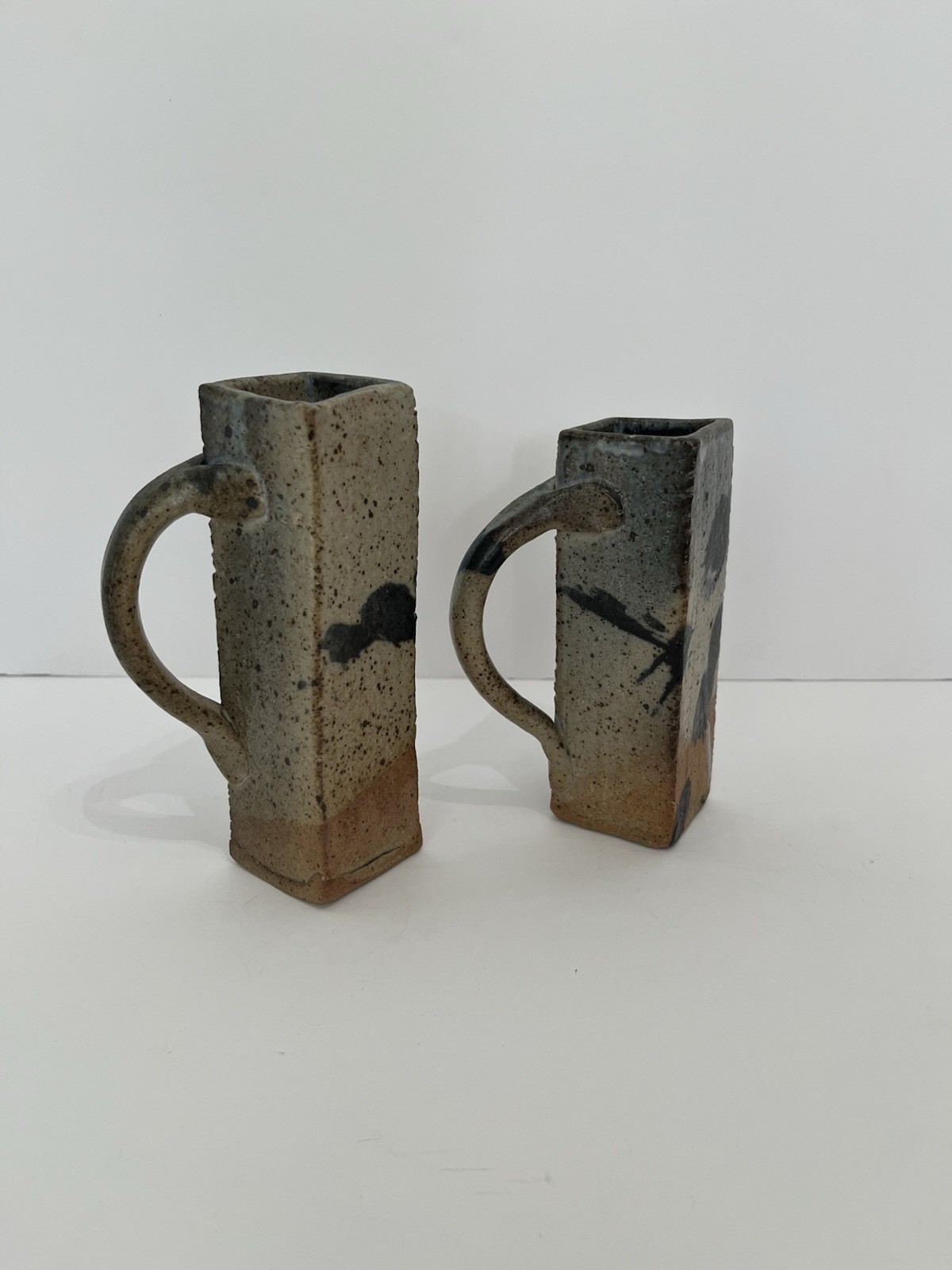 Brutalist Ishmael Soto Studio Pottery Vases-Slab Built-Signed by Artist -E199