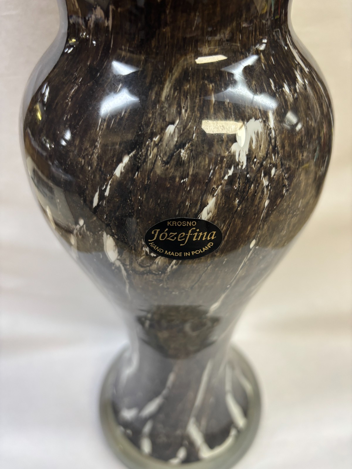 Vintage Krosno Jozefina Hand Made In Poland Decorative Glass Vase