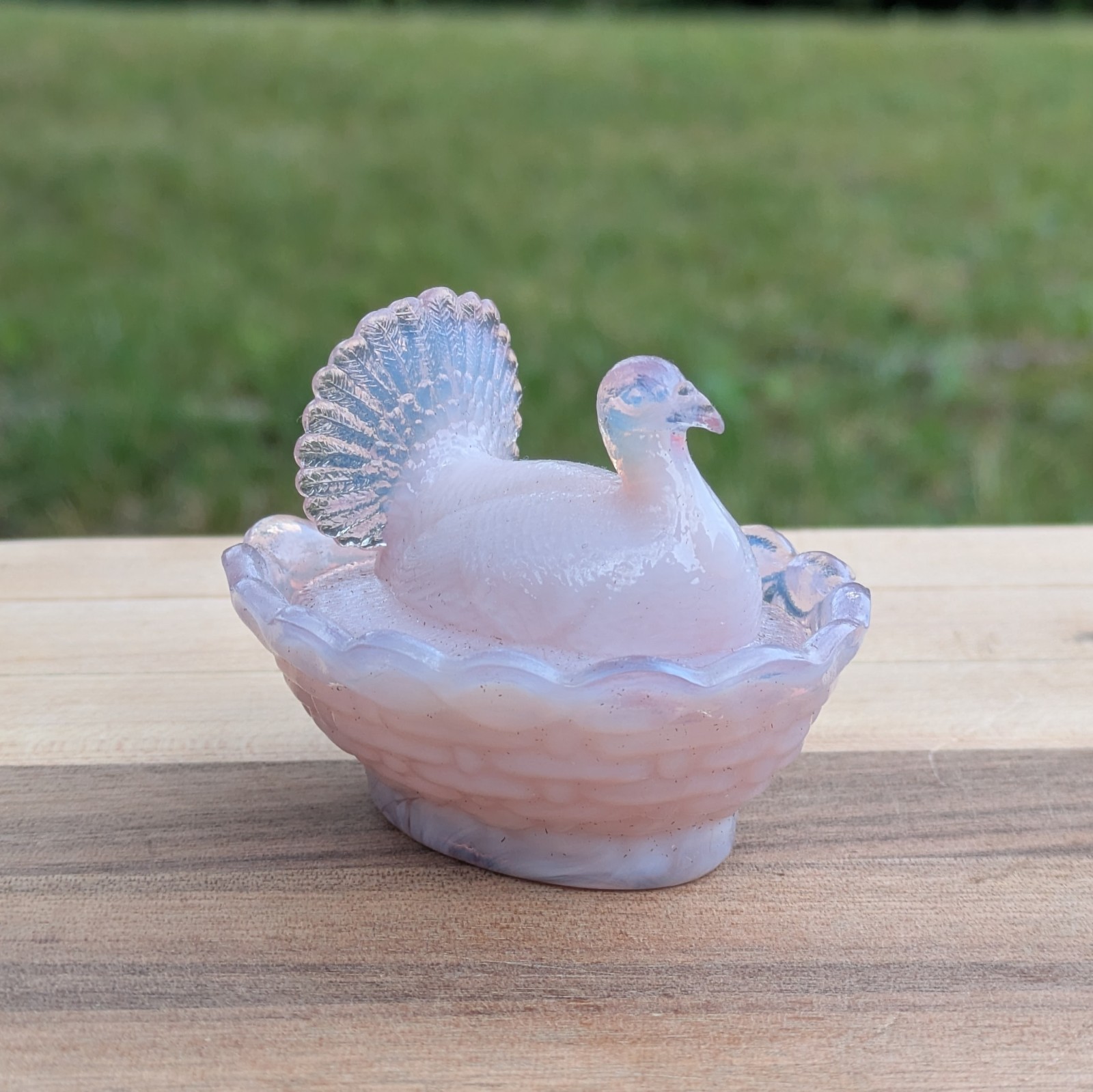 Boyd Crystal Art Glass Turkey Salt / Turkey-on-Nest MIRAGE