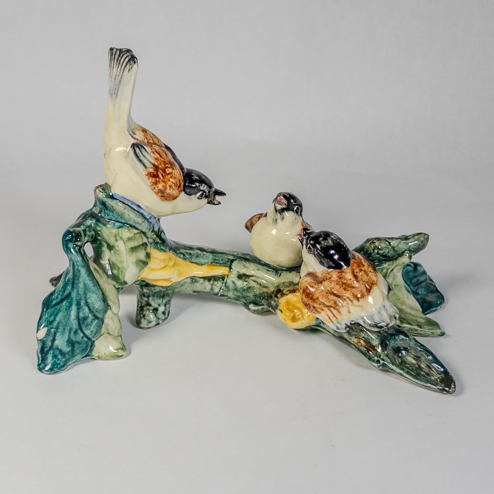 STANGL Pottery Bird #3581 Three Chickadees On A Branch