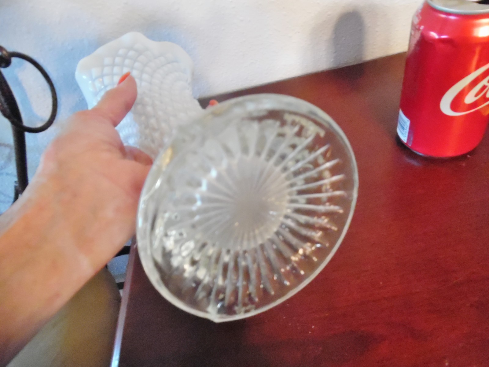 Vintage Northwood Opalescent Diamond Point Swung Vase 11″